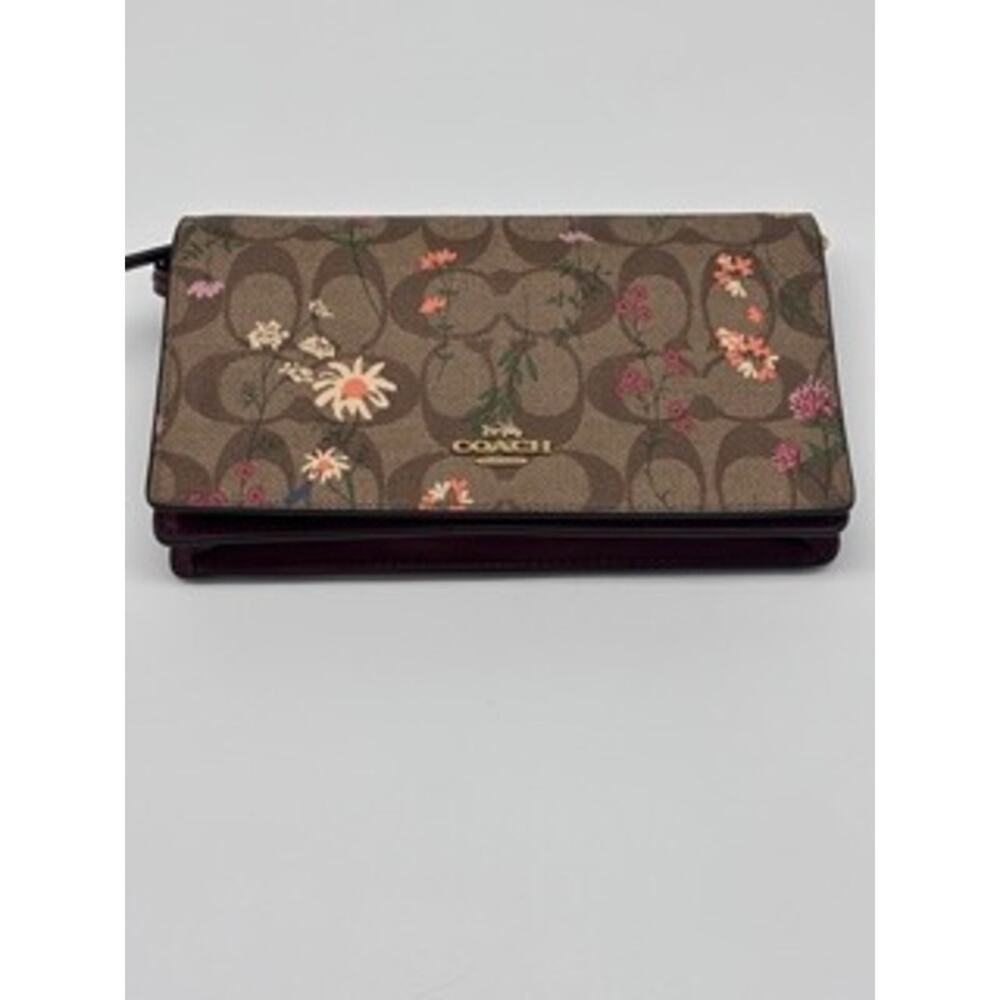 Coach C8731 Wildflower Print Signature Pvc Anna Foldover Crossbody Bag Purse